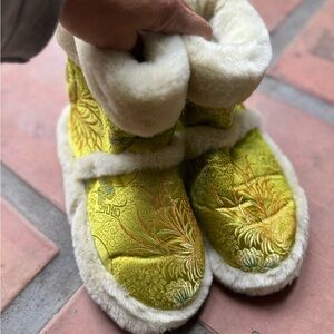 Cicciabella Slippers Mint Green with Floral Pattern